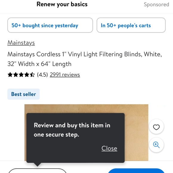 32x64 mainstay cordless white blinds (2) new - Picture 1 of 3